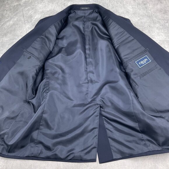 Chaps Blazer Men 42 Blue Gold Logo Buttons Classic Sport Jacket Executive VTG - Picture 10 of 12
